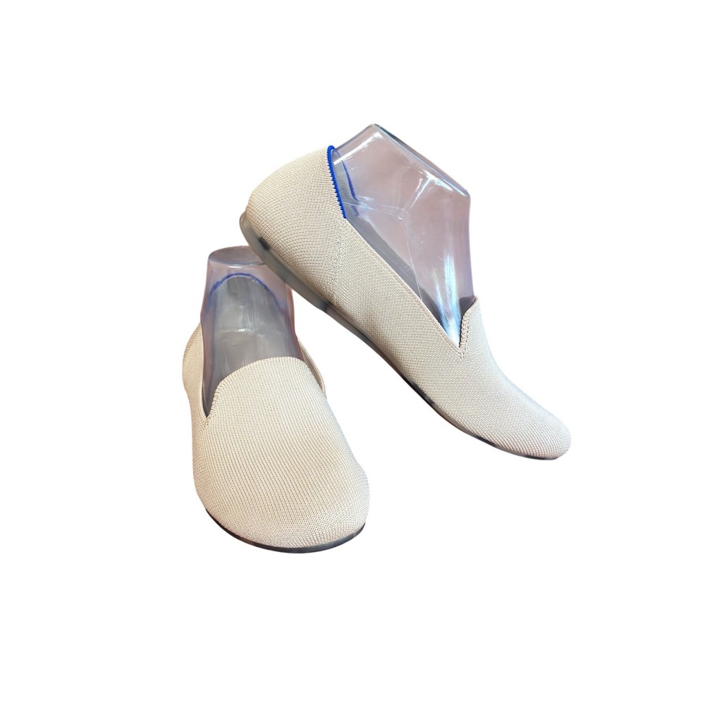 Rothys The Loafer Sand Shell Beige Knit Slip On Shoes Womens 8.5 Almond Toe‎